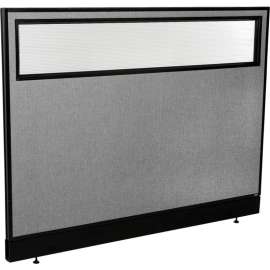 Interion Office Partition Panel with Partial Window & Pass-Thru Cable, 60-1/4"W x 46"H, Gray
