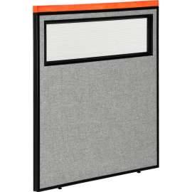 Interion Deluxe Office Partition Panel with Partial Window, 36-1/4"W x 43-1/2"H, Gray