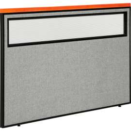 Interion Deluxe Office Partition Panel with Partial Window, 60-1/4"W x 43-1/2"H, Gray