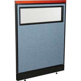 Interion Deluxe Office Partition Panel w/Partial Window & Raceway 36-1/4"W x 47-1/2"H Blue