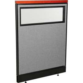 Interion Deluxe Office Partition Panel w/Partial Window & Pass-Thru Cable 36-1/4Wx47-1/2H GRY