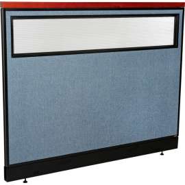 Interion Deluxe Office Partition Panel w/Partial Window & Raceway 60-1/4"W x 47-1/2"H Blue