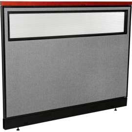 Interion Deluxe Office Partition Panel w/Partial Window & Raceway 60-1/4"W x 47-1/2"H Gray