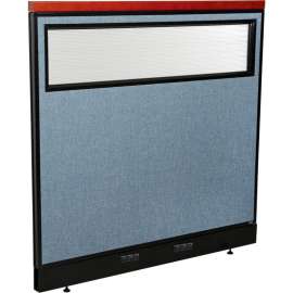 Interion Deluxe Electric Office Partition Panel with Partial Window, 48-1/4"W x 47-1/2"H, Blue