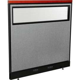 Interion Deluxe Electric Office Partition Panel with Partial Window, 48-1/4"W x 47-1/2"H, Gray