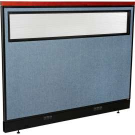 Interion Deluxe Electric Office Partition Panel with Partial Window, 60-1/4"W x 47-1/2"H, Blue