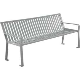 Global Industrial 6' Outdoor Vertical Steel Slat Park Bench w/ Back, Gray