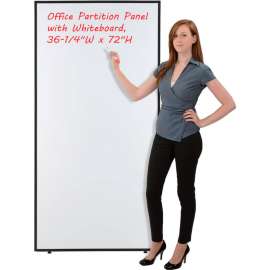 Interion Office Partition Panel with Whiteboard, 36-1/4"W x 72"H