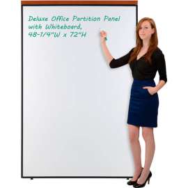 Interion Deluxe Office Partition Panel with Whiteboard, 48-1/4"W x 73-1/2"H