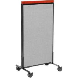 Interion Mobile Deluxe Office Partition Panel, 24-1/4"W x 46-1/2"H, Gray
