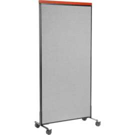 Interion Mobile Deluxe Office Partition Panel, 36-1/4"W x 76-1/2"H, Gray