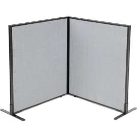 Interion Freestanding 2-Panel Corner Room Divider, 36-1/4"W x 42"H Panels, Gray
