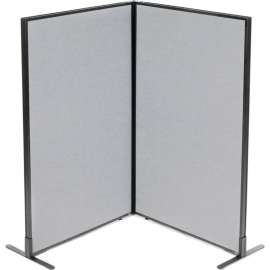 Interion Freestanding 2-Panel Corner Room Divider, 36-1/4"W x 60"H Panels, Gray