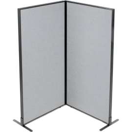 Interion Freestanding 2-Panel Corner Room Divider, 36-1/4"W x 72"H Panels, Gray