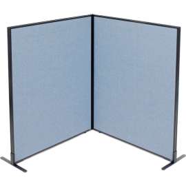 Interion Freestanding 2-Panel Corner Room Divider, 48-1/4"W x 60"H Panels, Blue