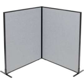 Interion Freestanding 2-Panel Corner Room Divider, 48-1/4"W x 60"H Panels, Gray