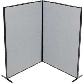 Interion Freestanding 2-Panel Corner Room Divider, 48-1/4"W x 72"H Panels, Gray