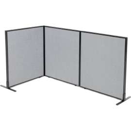 Interion Freestanding 3-Panel Corner Room Divider, 36-1/4"W x 42"H Panels, Gray