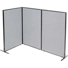 Interion Freestanding 3-Panel Corner Room Divider, 36-1/4"W x 60"H Panels, Gray
