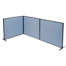 Interion Freestanding 3-Panel Corner Room Divider, 48-1/4"W x 42"H Panels, Blue