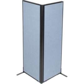 Interion Freestanding 2-Panel Corner Room Divider, 24-1/4"W x 72"H Panels, Blue