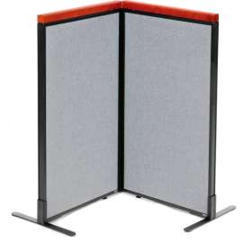 Interion Deluxe Freestanding 2-Panel Corner Room Divider, 24-1/4"W x 43-1/2"H Panels, Gray