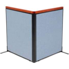 Interion Deluxe Freestanding 2-Panel Corner Room Divider, 36-1/4"W x 43-1/2"H Panels, Blue
