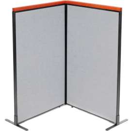 Interion Deluxe Freestanding 2-Panel Corner Room Divider, 36-1/4"W x 61-1/2"H Panels, Gray