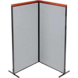 Interion Deluxe Freestanding 2-Panel Corner Room Divider, 36-1/4"W x 73-1/2"H Panels, Gray