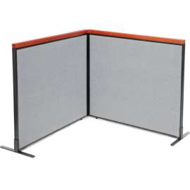 Interion Deluxe Freestanding 2-Panel Corner Room Divider, 48-1/4"W x 43-1/2"H Panels, Gray