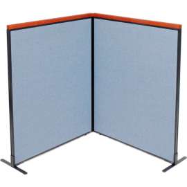Interion Deluxe Freestanding 2-Panel Corner Room Divider, 48-1/4"W x 61-1/2"H Panels, Blue