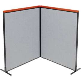 Interion Deluxe Freestanding 2-Panel Corner Room Divider, 48-1/4"W x 61-1/2"H Panels, Gray
