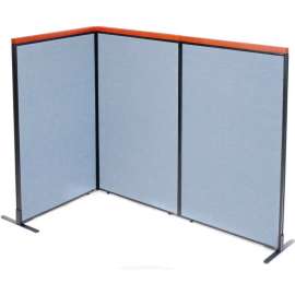 Interion Deluxe Freestanding 3-Panel Corner Room Divider, 36-1/4"W x 61-1/2"H Panels, Blue