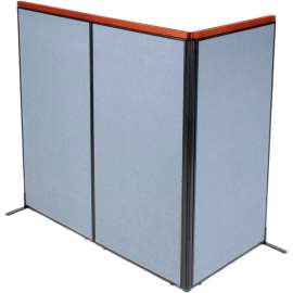 Interion Deluxe Freestanding 3-Panel Corner Room Divider, 36-1/4"W x 73-1/2"H Panels, Blue