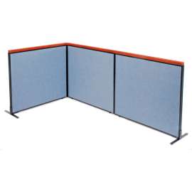 Interion Deluxe Freestanding 3-Panel Corner Room Divider, 48-1/4"W x 43-1/2"H Panels, Blue