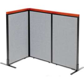 Interion Deluxe Freestanding 3-Panel Corner Room Divider, 24-1/4"W x 43-1/2"H Panels, Gray