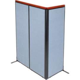 Interion Deluxe Freestanding 3-Panel Corner Room Divider, 24-1/4"W x 73-1/2"H Panels, Blue