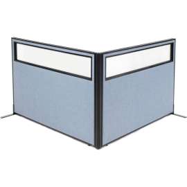 Interion Freestanding 2-Panel Corner Room Divider w/Partial Window 60-1/4"W x 42"H Panels Blue