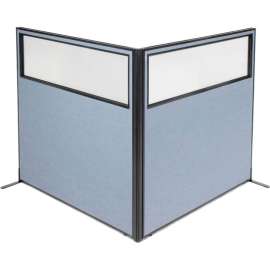 Interion Freestanding 2-Panel Corner Room Divider w/Partial Window 60-1/4"W x 60"H Panels Blue