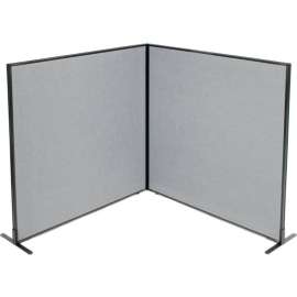 Interion Freestanding 2-Panel Corner Room Divider, 60-1/4"W x 60"H Panels, Gray