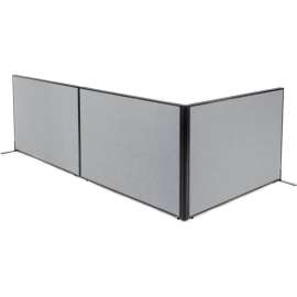 Interion Freestanding 3-Panel Corner Room Divider, 60-1/4"W x 42"H Panels, Gray