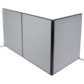 Interion Freestanding 3-Panel Corner Room Divider, 60-1/4"W x 72"H Panels, Gray