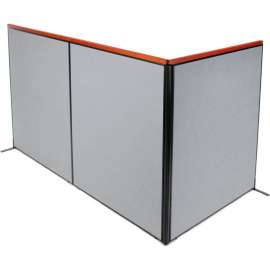 Interion Deluxe Freestanding 3-Panel Corner Room Divider, 60-1/4"W x 73-1/2"H, Gray