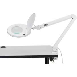 Global Industrial; 5 Diopter LED Magnifying Lamp With Covered Metal Arm, White