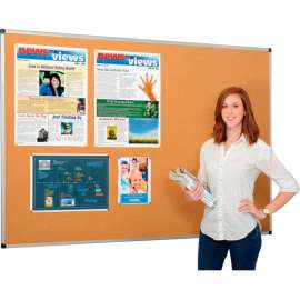 Global Industrial Cork Bulletin Board - 72 x 48 - Aluminum Frame