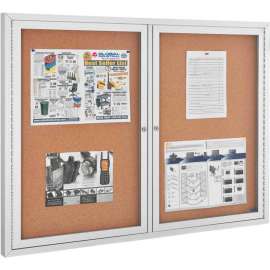 Global Industrial; Enclosed Cork Bulletin Board - 48"W x 36"H - 2 Door