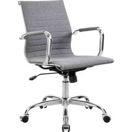 Interion Conference Room Chair with Mid Back & Fixed Arms, Fabric, Gray