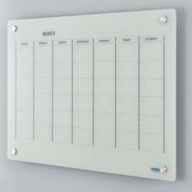 Global Industrial Glass Calendar Dry Erase Board, 36"W x 24"H