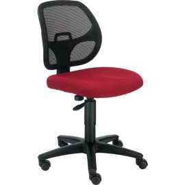 Mesh Office Chair With Mid Back, Fabric, Red