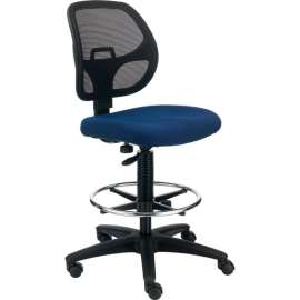Interion Armless Mesh Drafting Stool - Fabric - Blue